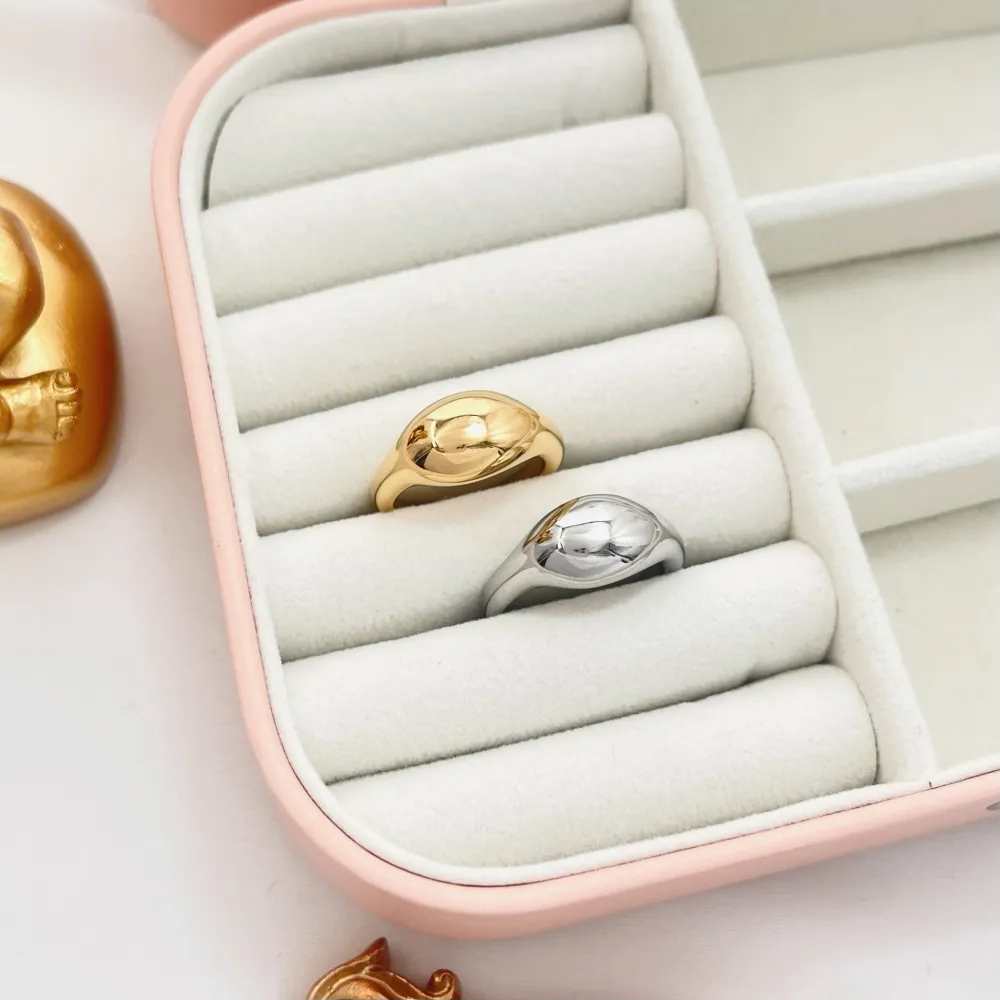 Semplice-Anello con Misura in Acciaio - AAM-103-AA3524R