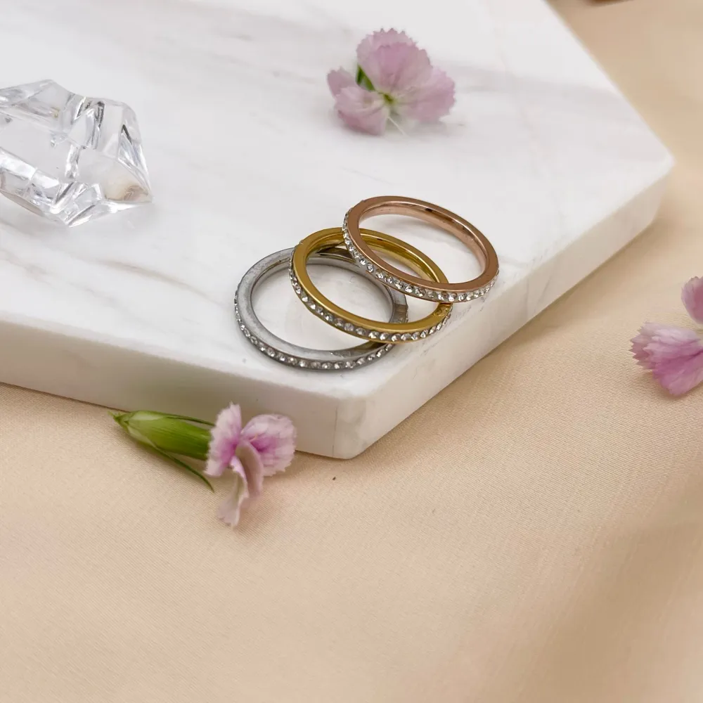 Set 3pz Fedini con Strass-12 Set Anelli in Acciaio con Misura - AAM105-139