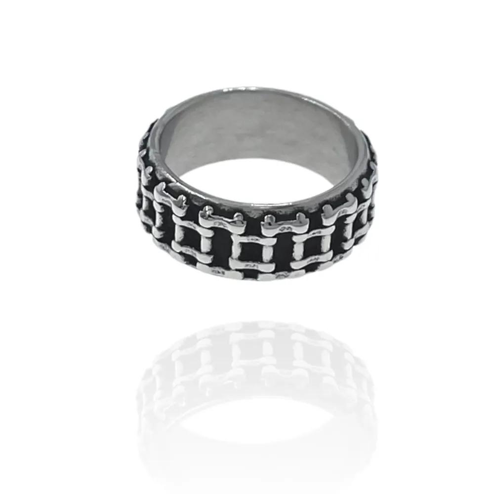 Fede con Catena-Anello in Acciaio con Misure - AAM-423-46