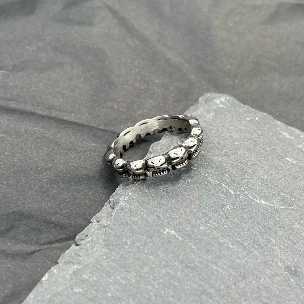 Fede con Teschio-Anello in Acciaio con Misure - AAM-518-235