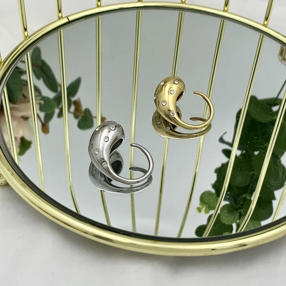 Goccia con Punti Luci-Anello Regolabile in Acciaio - AAR-103-AA3314R