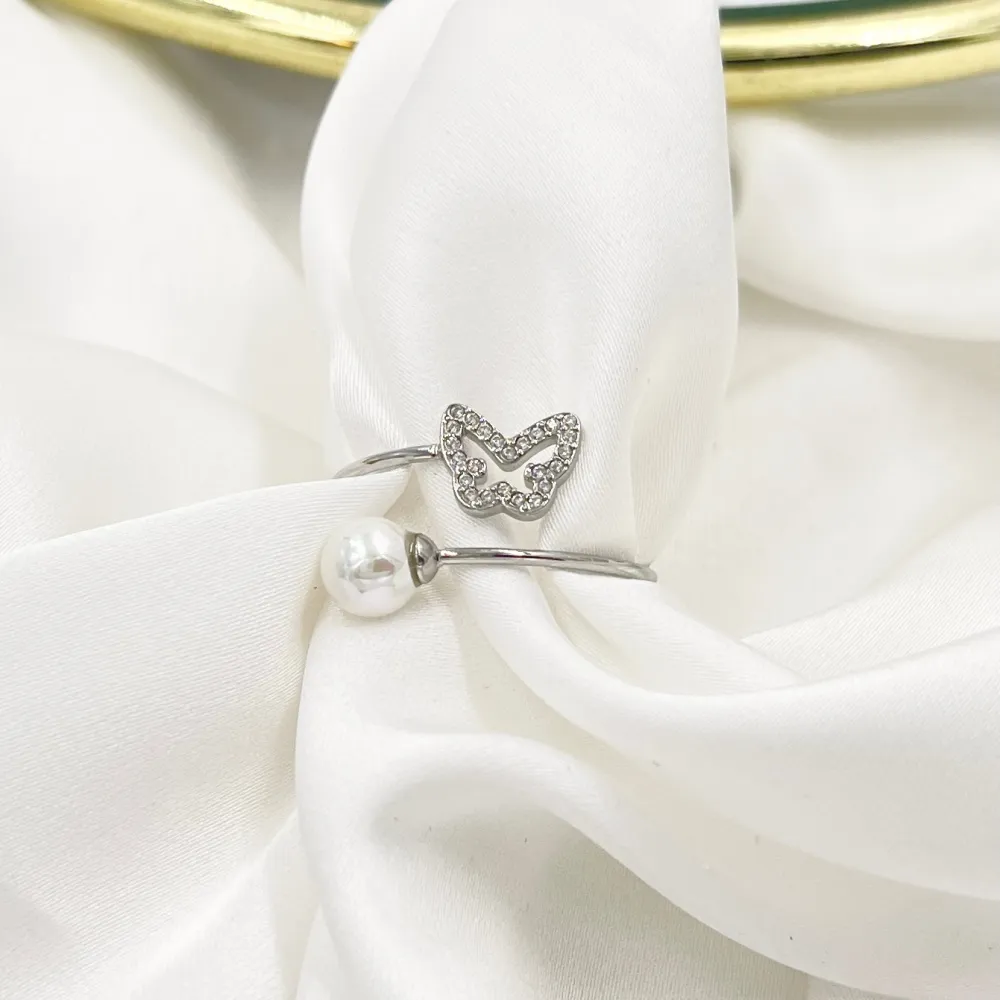 Mix Soggetti con Perla-36pz Anelli Regolabili in Acciaio - AAR-103-AA5058-5065R