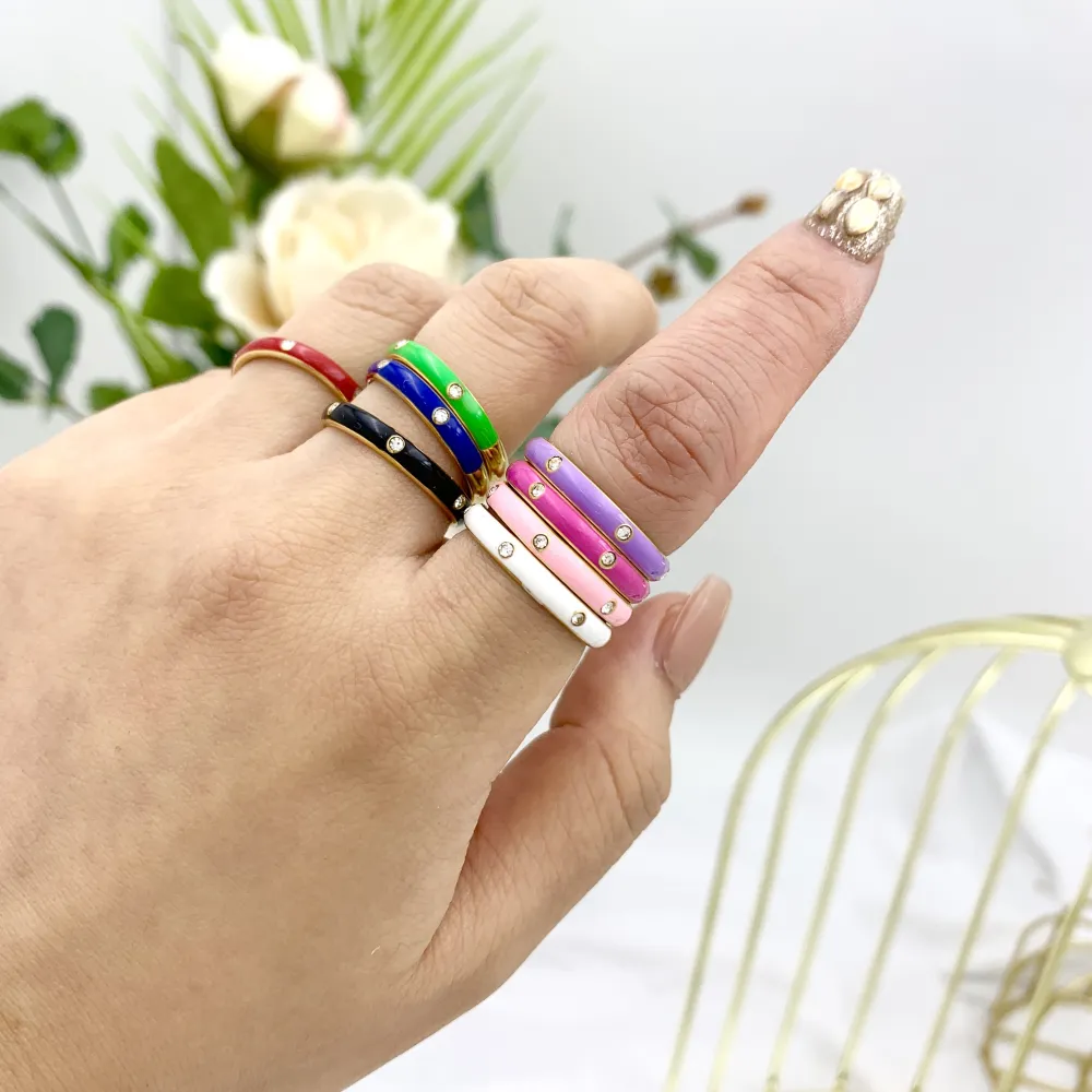 Smaltato con Punti Luci-36Pz Anelli Regolabili in Acciaio - AAR-103-AA583R