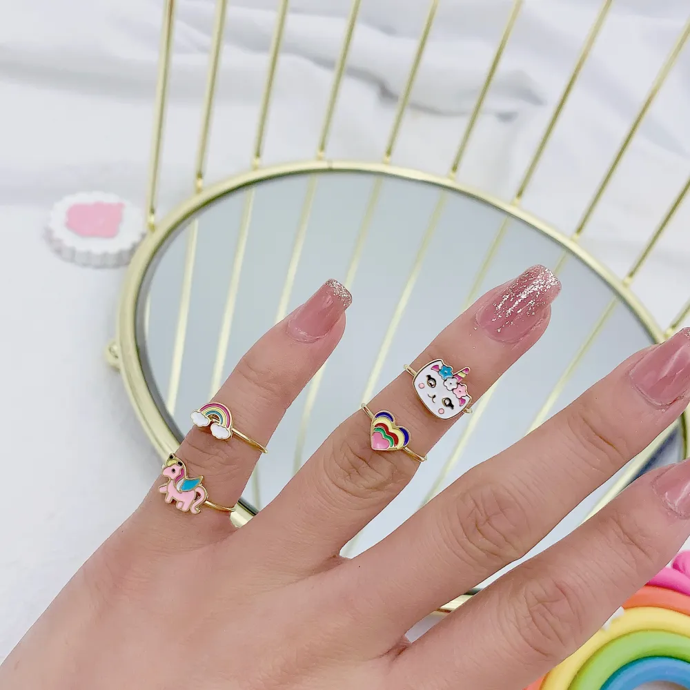 Mix Fantasia Smaltata-60pz Anelli da Bambina in Acciaio Regolab - AAR-103-AA896