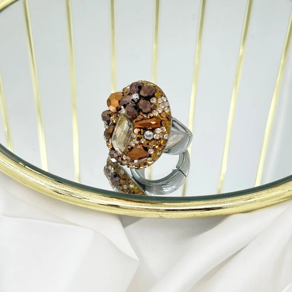 Tondo con Pietrine -Anello Regolabile in Acciaio - AAR-732-341