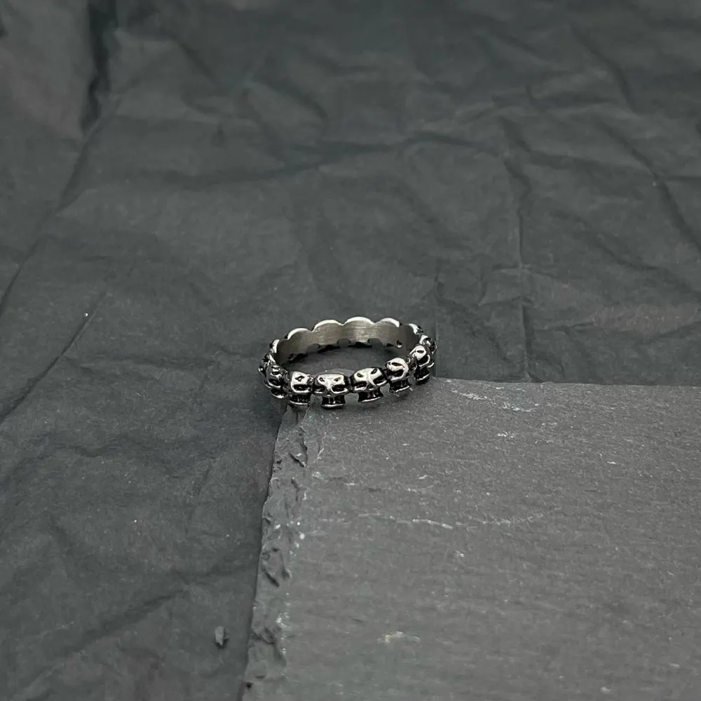 Fede con Teschio-Anello in Acciaio con Misure - AAU-105-148