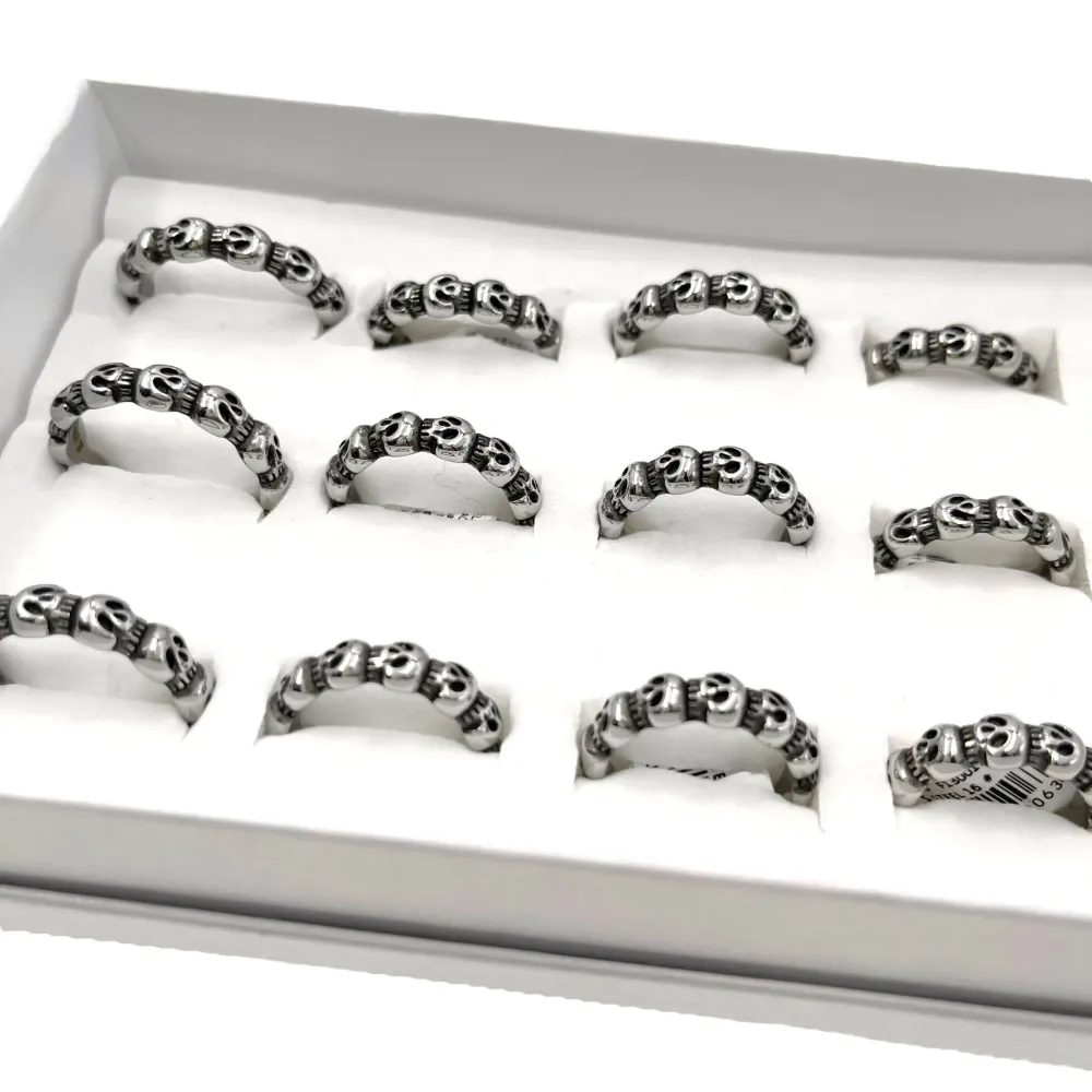 Teschio-12Pz Anelli in Acciaio con Misure - AAU-518-06A