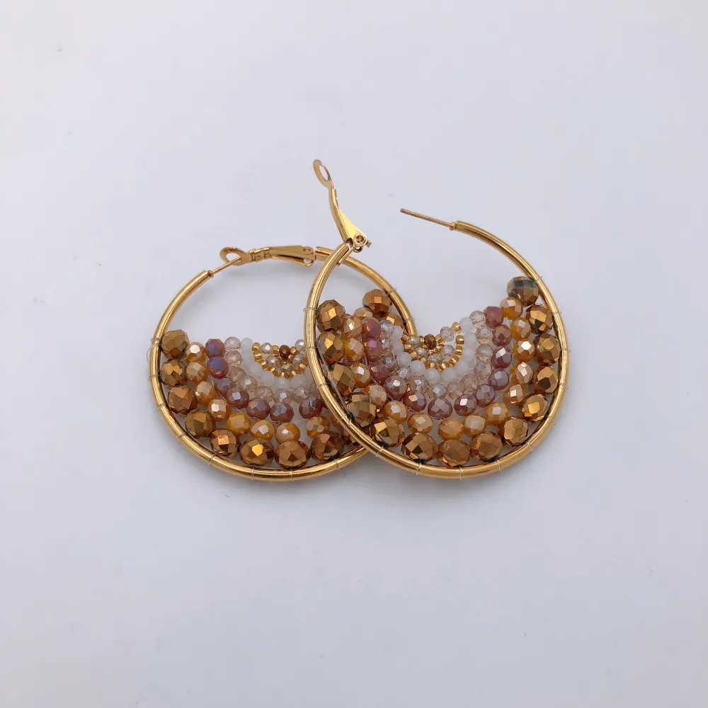 Orecchini in vetro - Acciaio Cerchio con cristallo - Orecchini cristallo