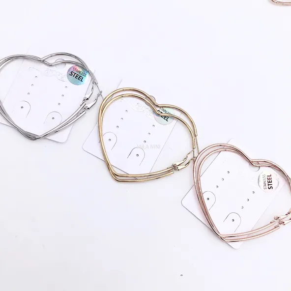 Cerchio cuore 70mm  -Orecchini acciaio - AOC Cerchio cuore 70mm  -Orecchini acciaio