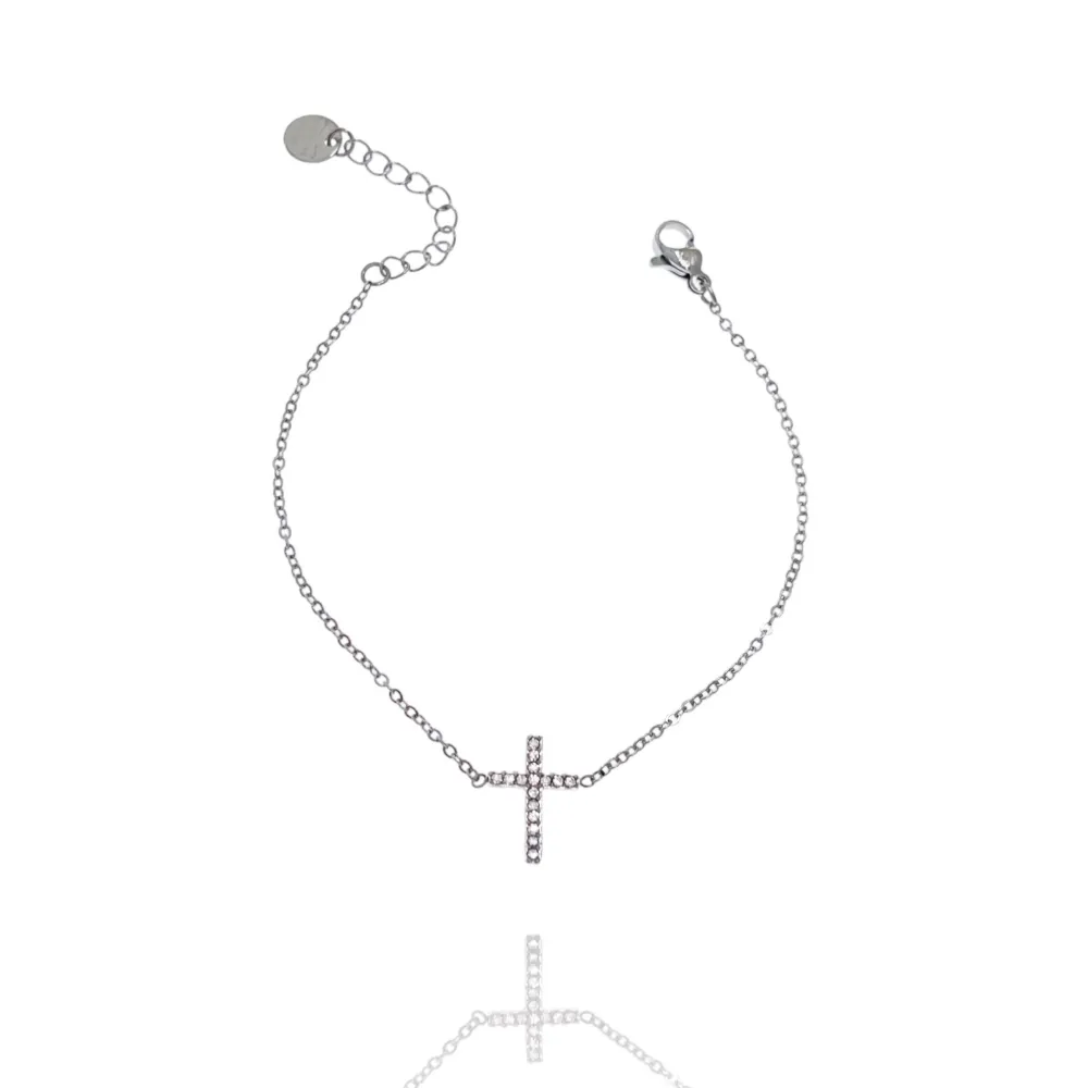 Croce con Zirconia-Bracciale in Acciaio - BAC-103-3977B