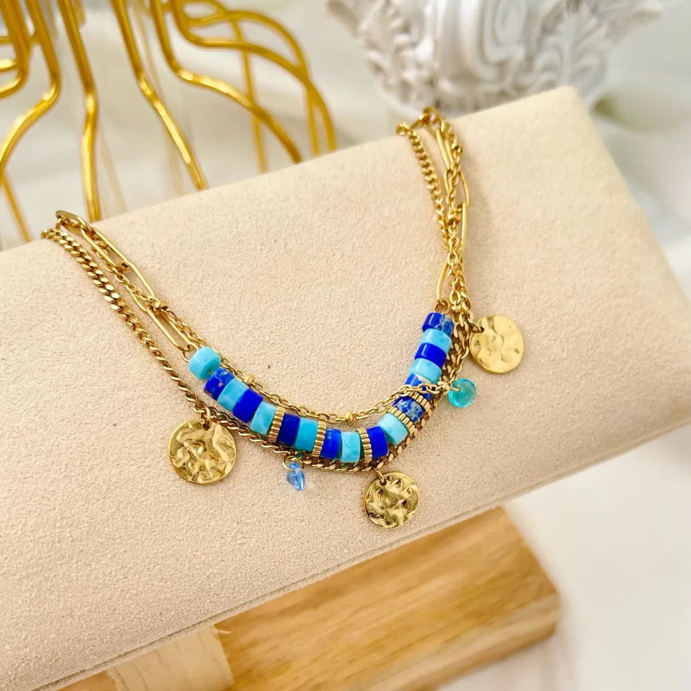 Multifili con Perline-Bracciale in Acciaio con Chiusura - BAC-103-AA1721B