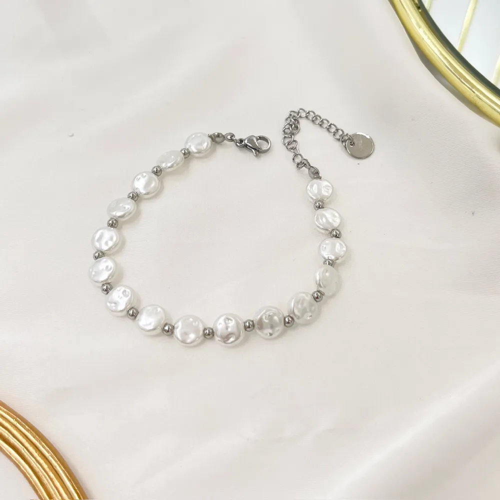 Perla Tondo Piatto-Bracciale in Acciaio - BAC-103-AA2005