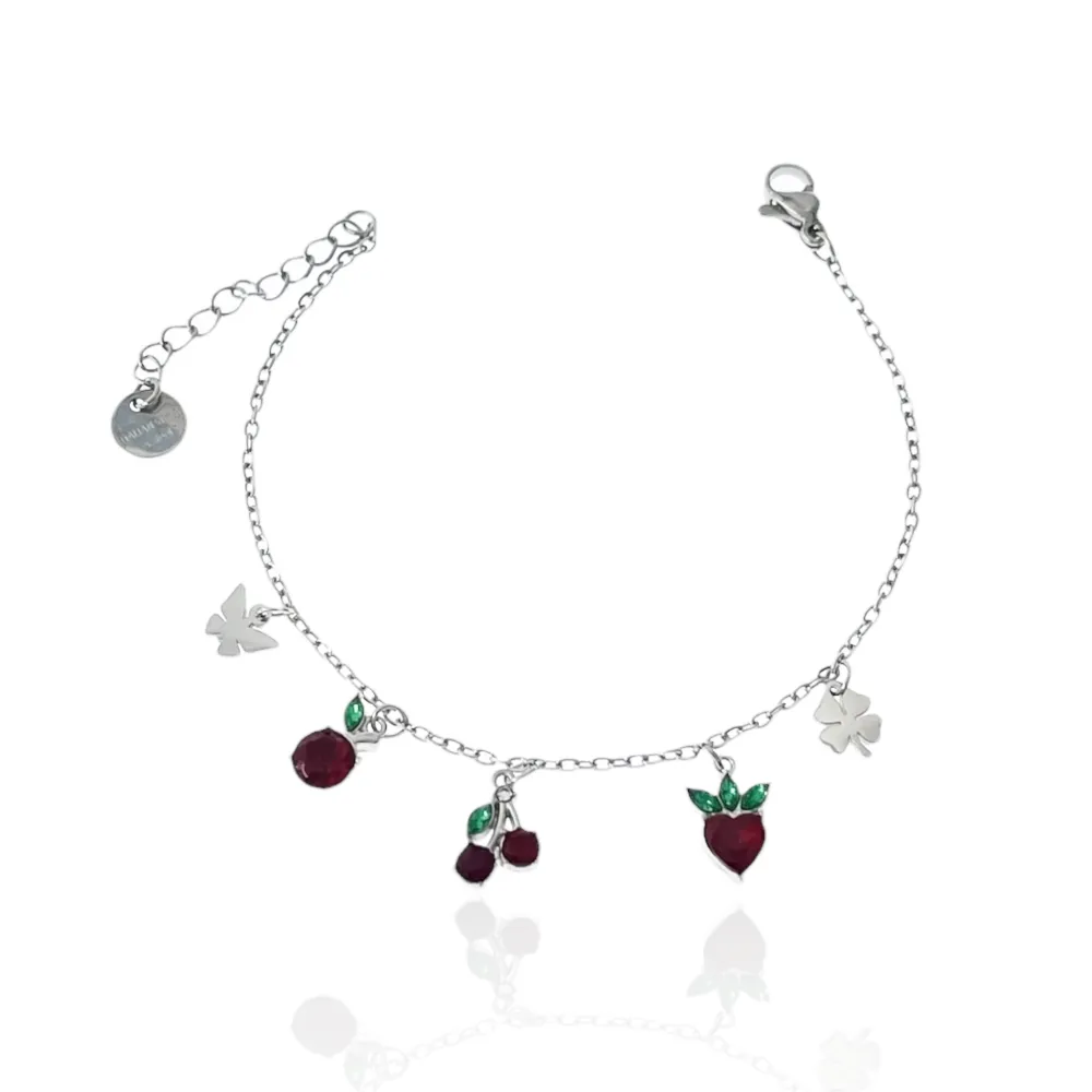 Frutta Ciliegia-Bracciale in Acciaio con Chiusura - BAC-103-AA2761B