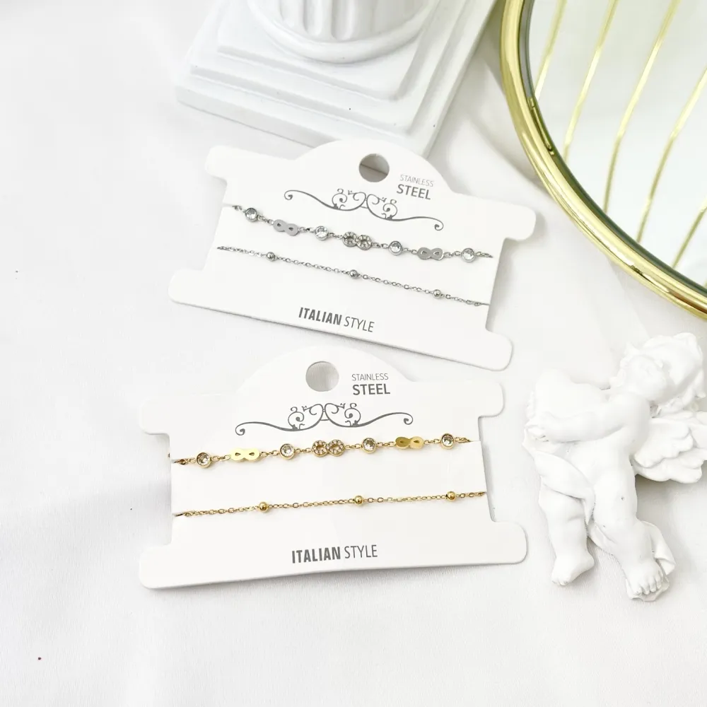 Doppio con Infinito-Bracciale in Acciaio con Chiusura - BAC-103-AA3457B