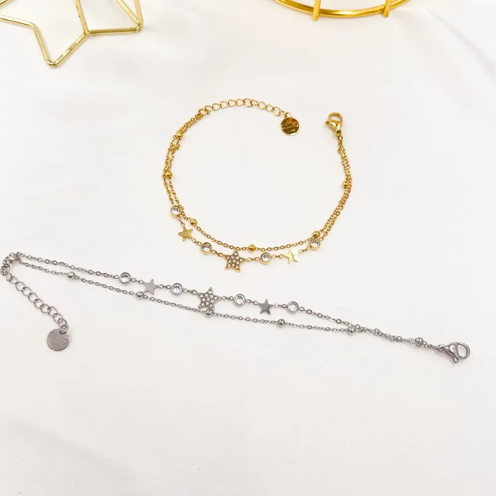 Doppio con la Stella-Bracciale in Acciaio - BAC-103-AA3461B