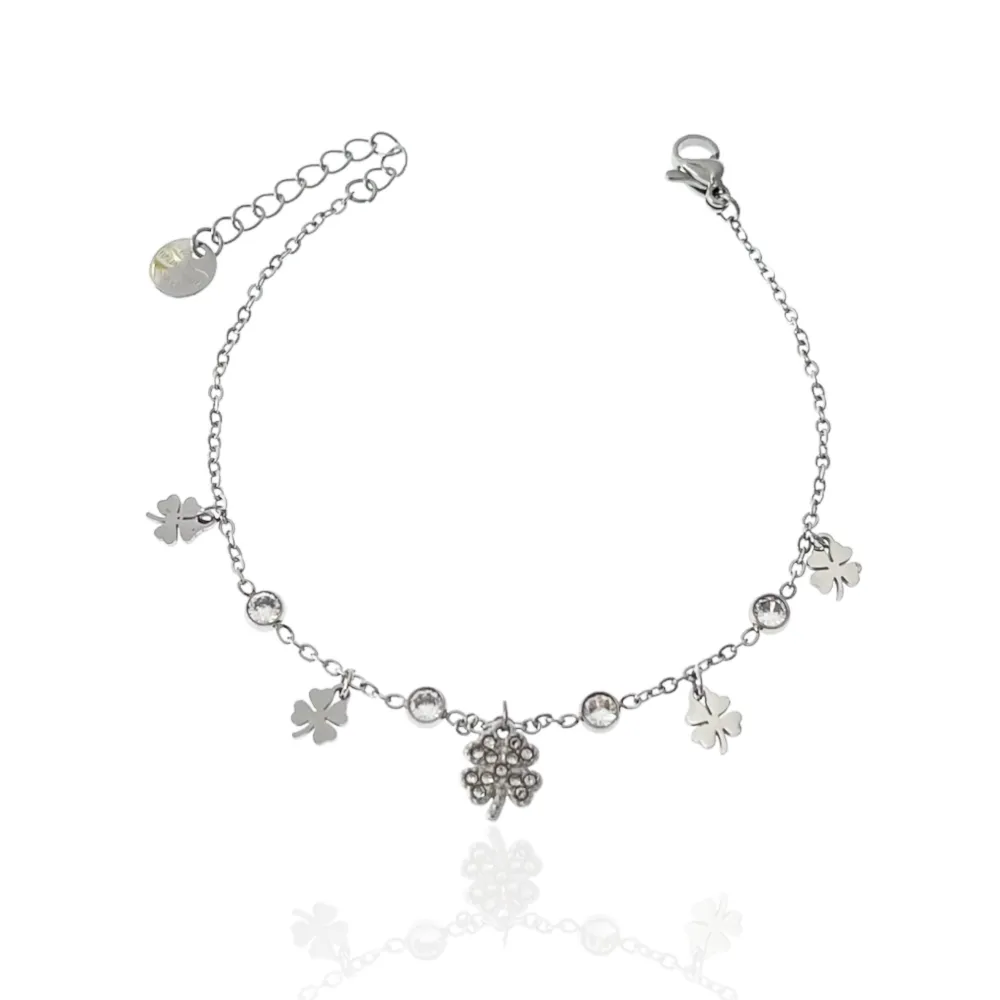 Quadrifoglio -Bracciale in Acciaio con Chiusura - BAC-103-AA3467B