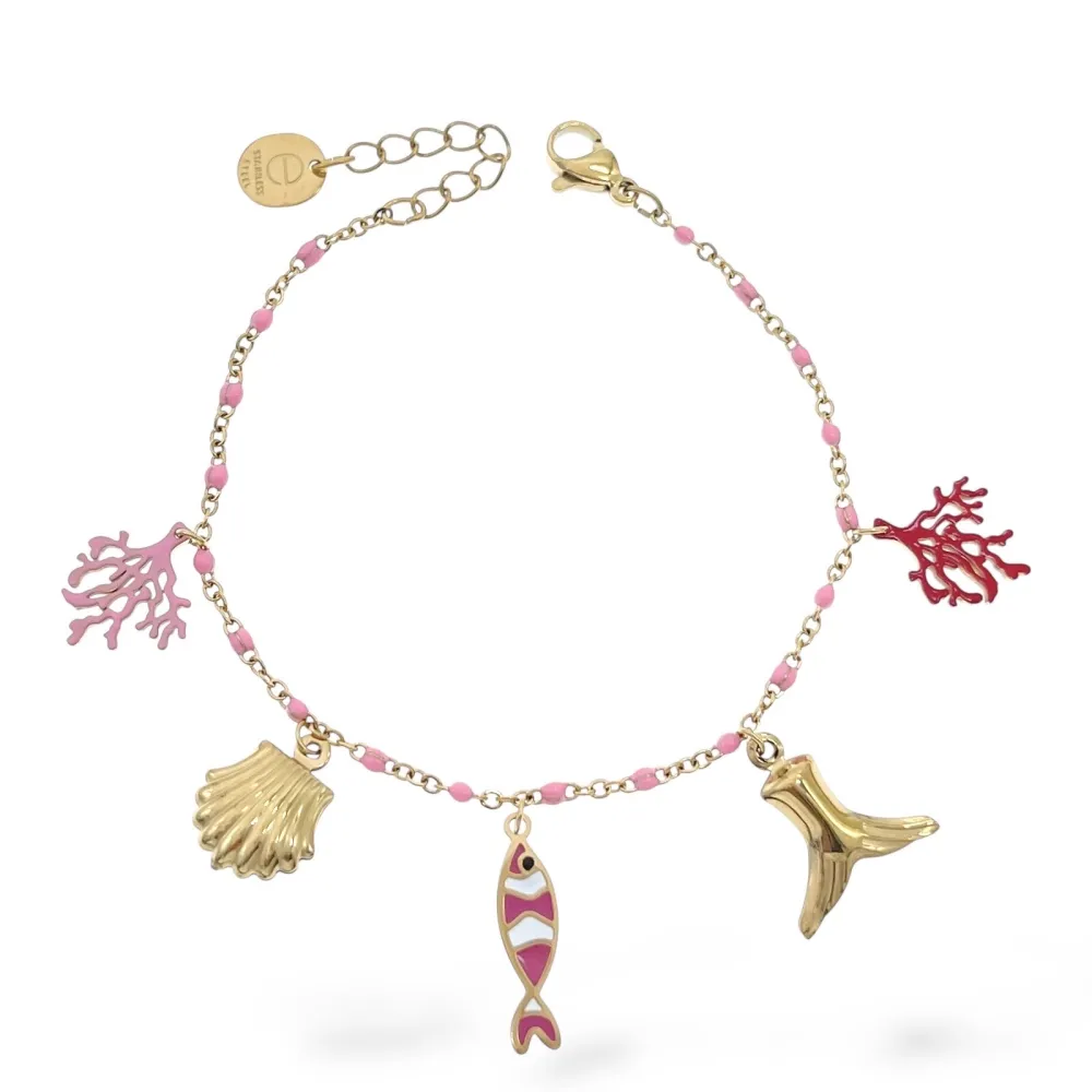 Mare Conchiglia Stella Marina Pesce-Bracciale in Acciaio - BAC-103-AA5138BB