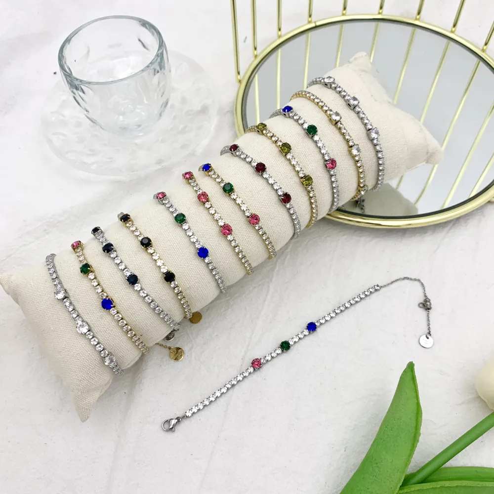 Tennis con Punto Luce-12pz Bracciali in Acciaio - BAC-103-AA702B