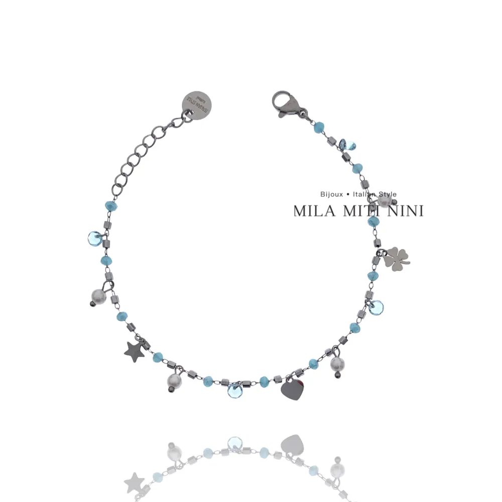 Cuore Stella Quadrifoglio-Bracciale in Acciaio con Chiusura - BAC-103-AA78B