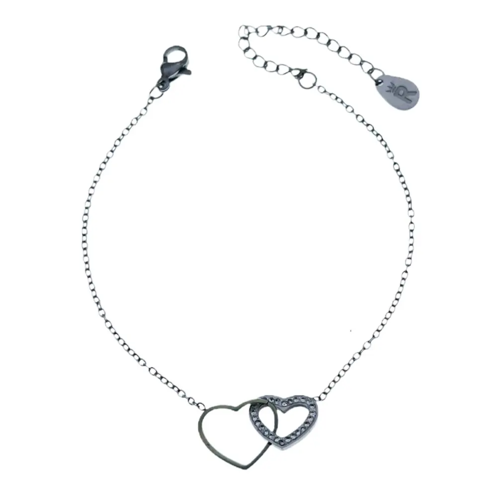 Doppio Cuore-Bracciale in Acciaio con Chiusura - BAC-413-1088