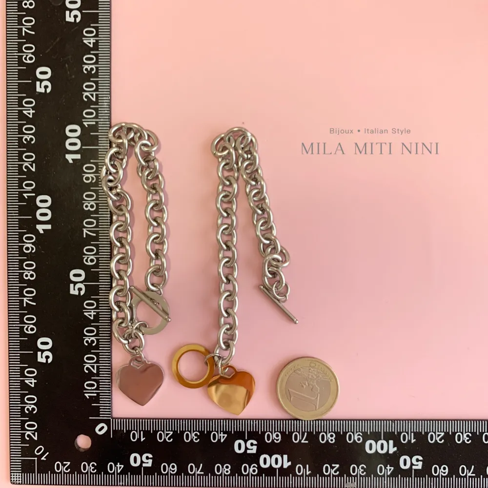 Cuore Liscio 18mm-Bracciale in Acciaio con Chiusura - BAC-413-1203