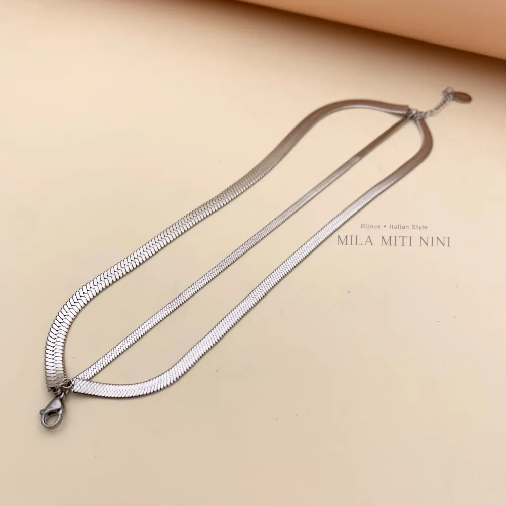 Triplo Catena Serpente-Bracciale in Acciaio con Chiusura - BAC413-1215