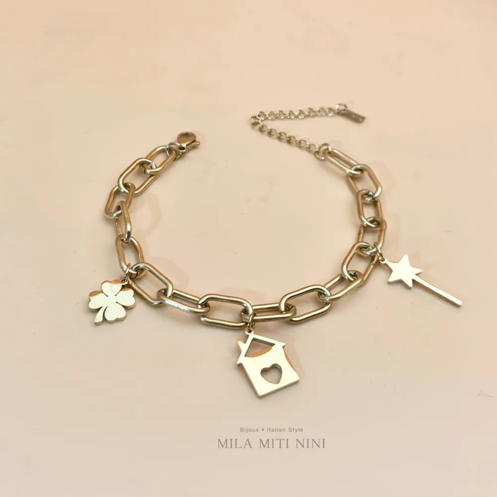Casa Bacchetta Magica Quadrifoglio -Bracciale in Acciaio con Ch - BAC413-1249