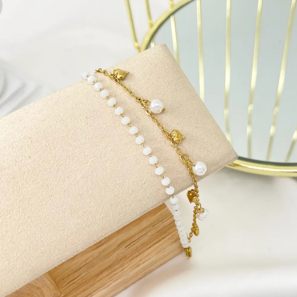 Doppia Catena con Cuore-Bracciale in Acciaio con Chiusura - BAC-413-1267