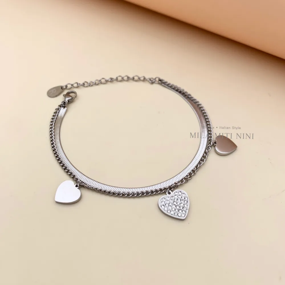 Doppio Cuore-Bracciale in Acciaio con Chiusura - BAC413-1351