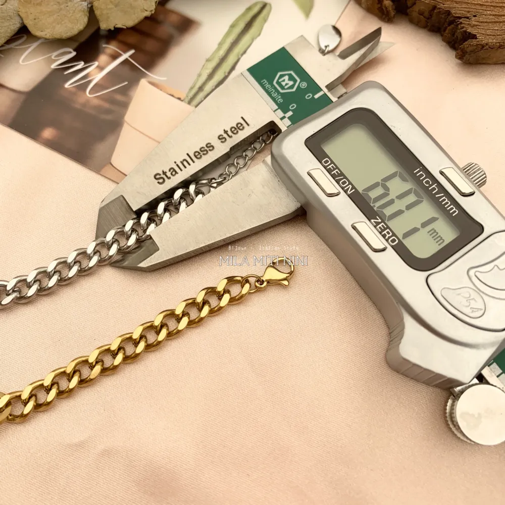 BAC413-1385-Catena 6mm Happy-Bracciale in Acciaio - BAC413-1385