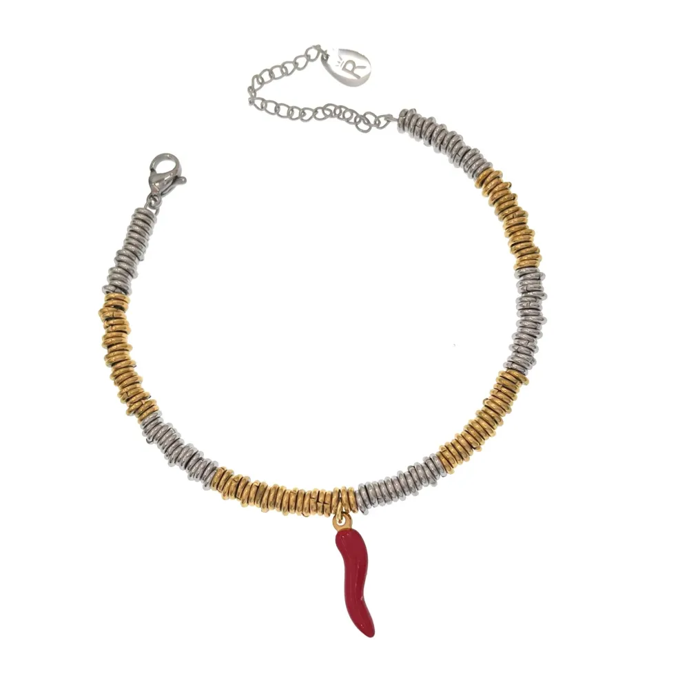 Anellini con Cornino-Bracciale in Acciaio - BAC413-1404