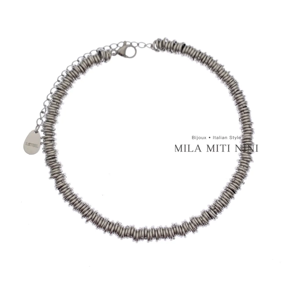 Catena con Anellini-Bracciale in Acciaio con Chiusura - BAC-413-1408
