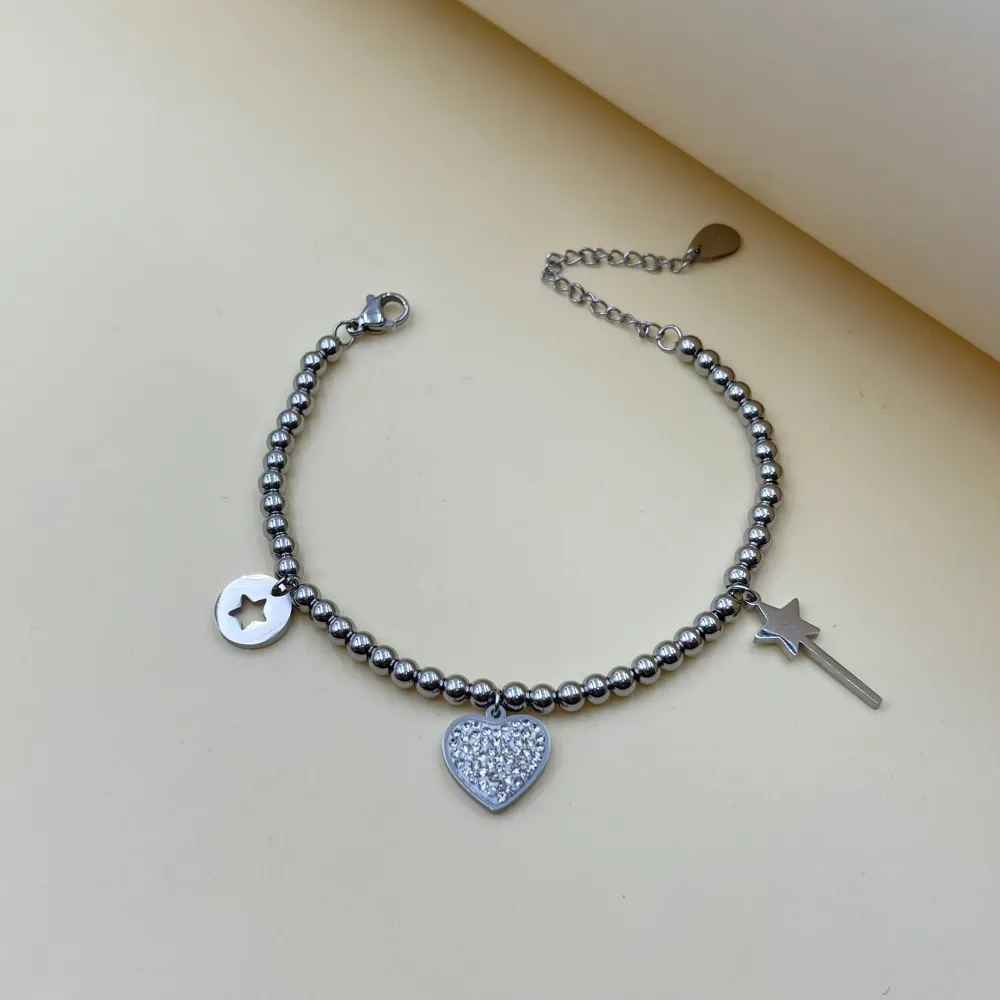 Cuore-Bracciale in Acciaio con Chiusura - BAC-413-1443