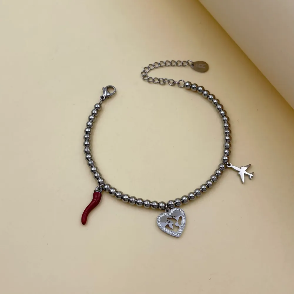 Cornino Mondo-Bracciale in Acciaio con Chiusura - BAC-413-1444