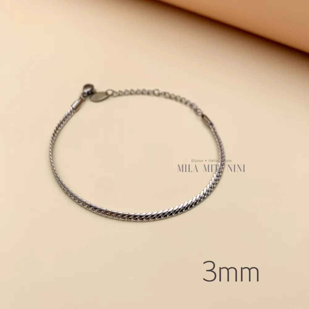 Catena Serpente 3mm-Bracciale in Acciaio con Chiusura - BAC413-1473