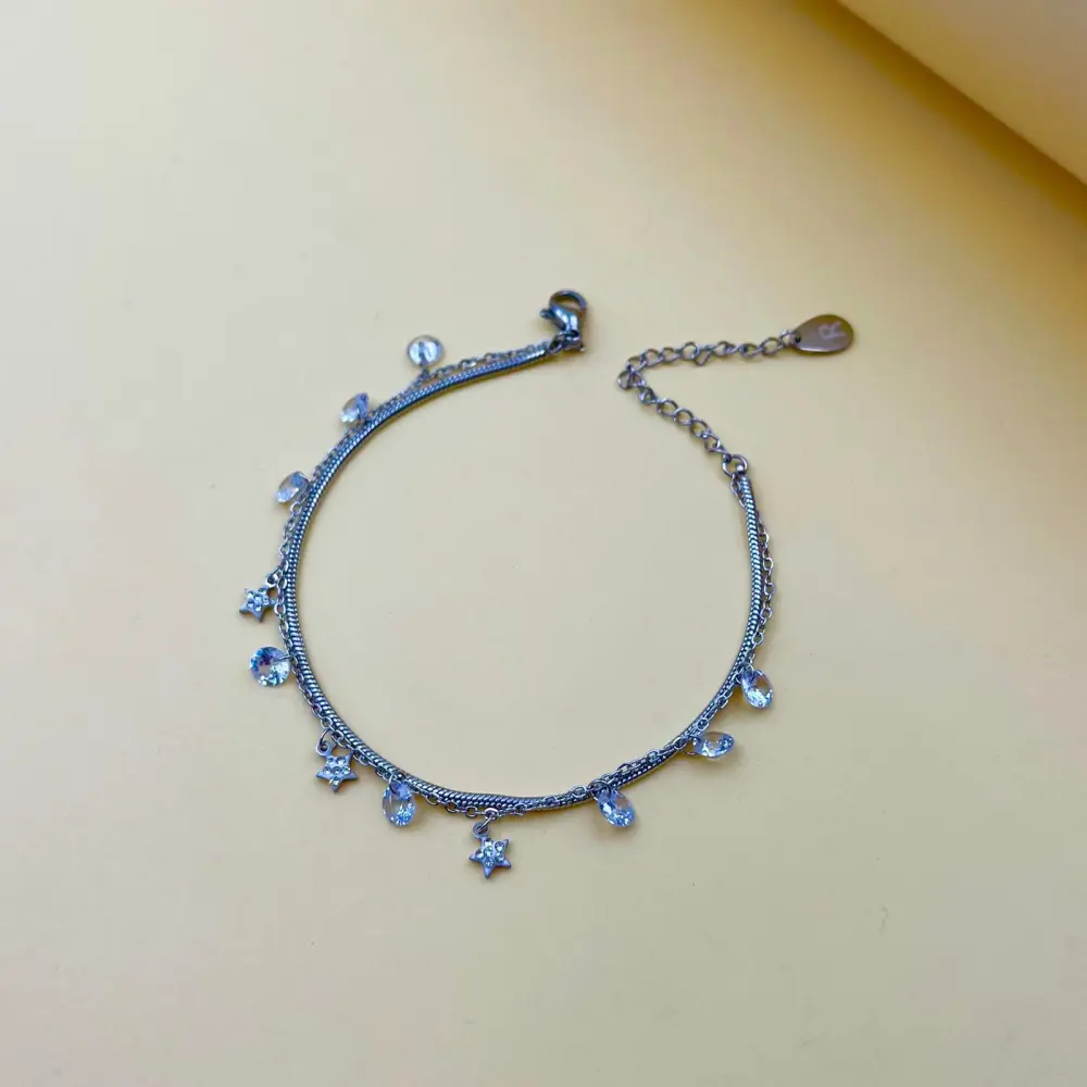 Doppio Serpene Stella Zirconia-Bracciale in Acciaio con Chiusur - BAC-413-1489