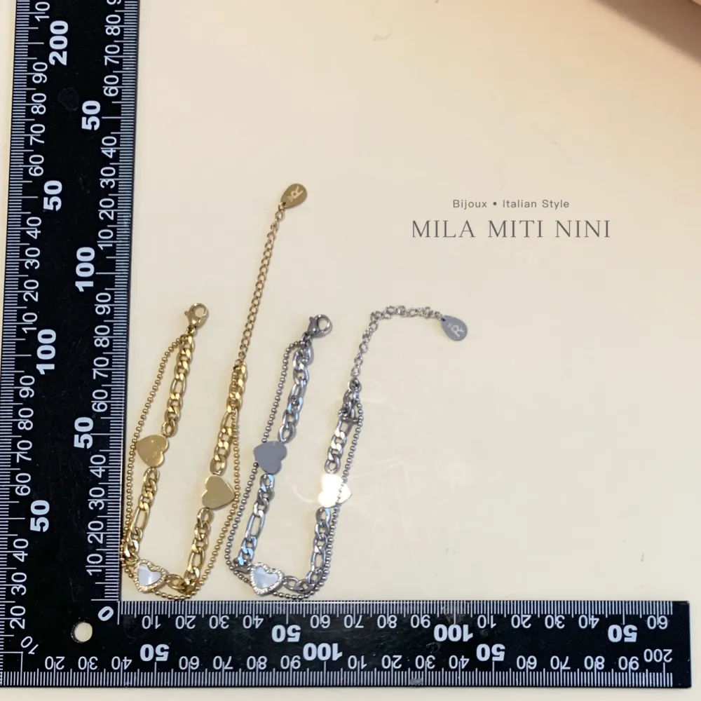 Doppio con Cuore-Bracciale in Acciaio con Chiusura - BAC-413-1501