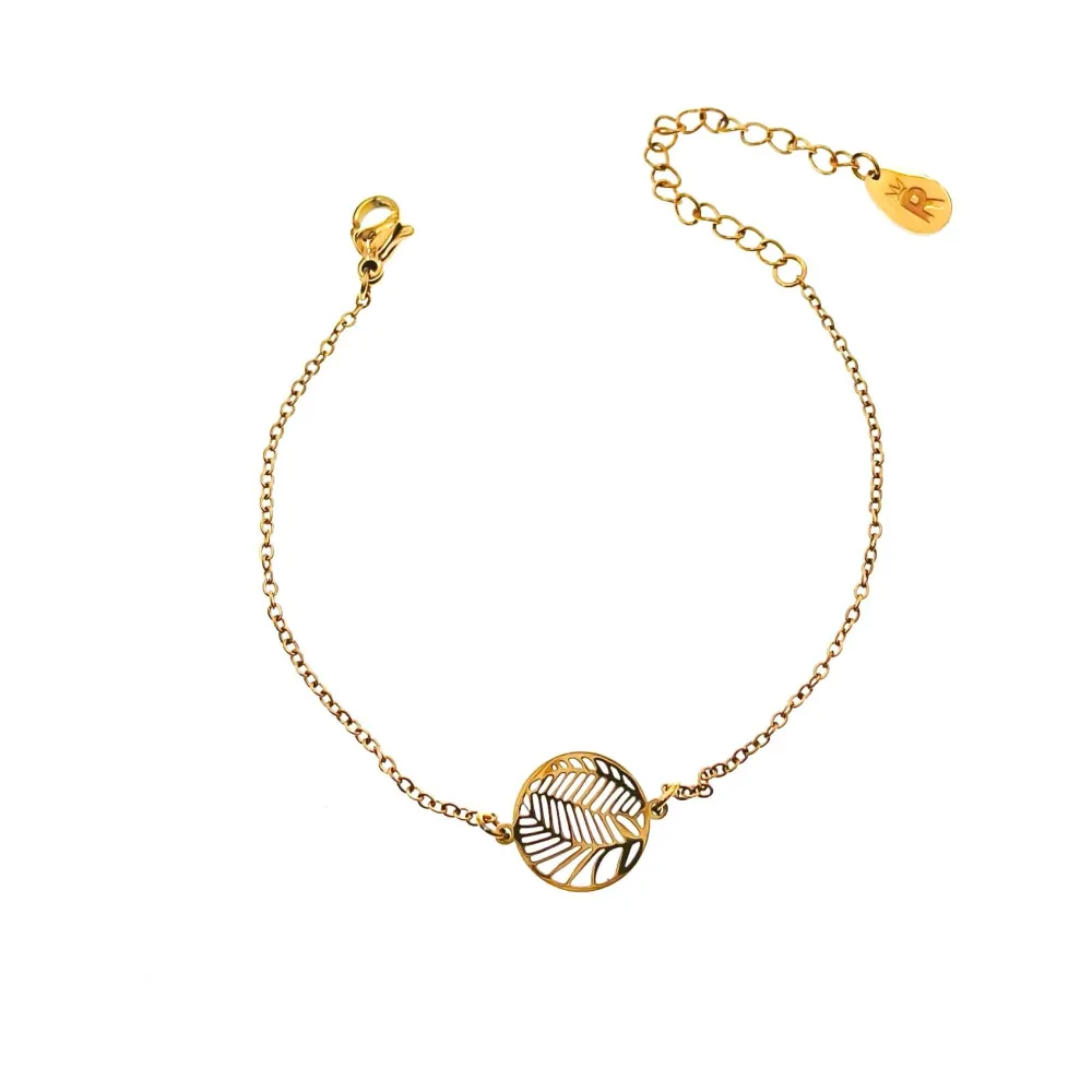 Foglia Tonda-Bracciale in Acciaio con Chiusura - BAC-413-1574