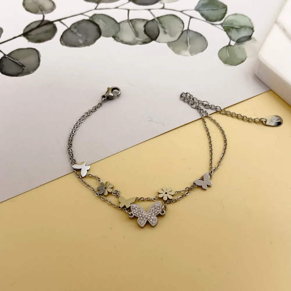 Doppio con Farfalla-Bracciale in Acciaio con Chiusura - BAC-413-1638