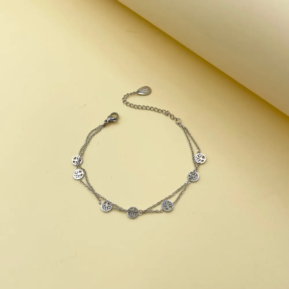 Doppio con Albero della Vita-Bracciale in Acciaio con Chiusura - BAC-413-1662