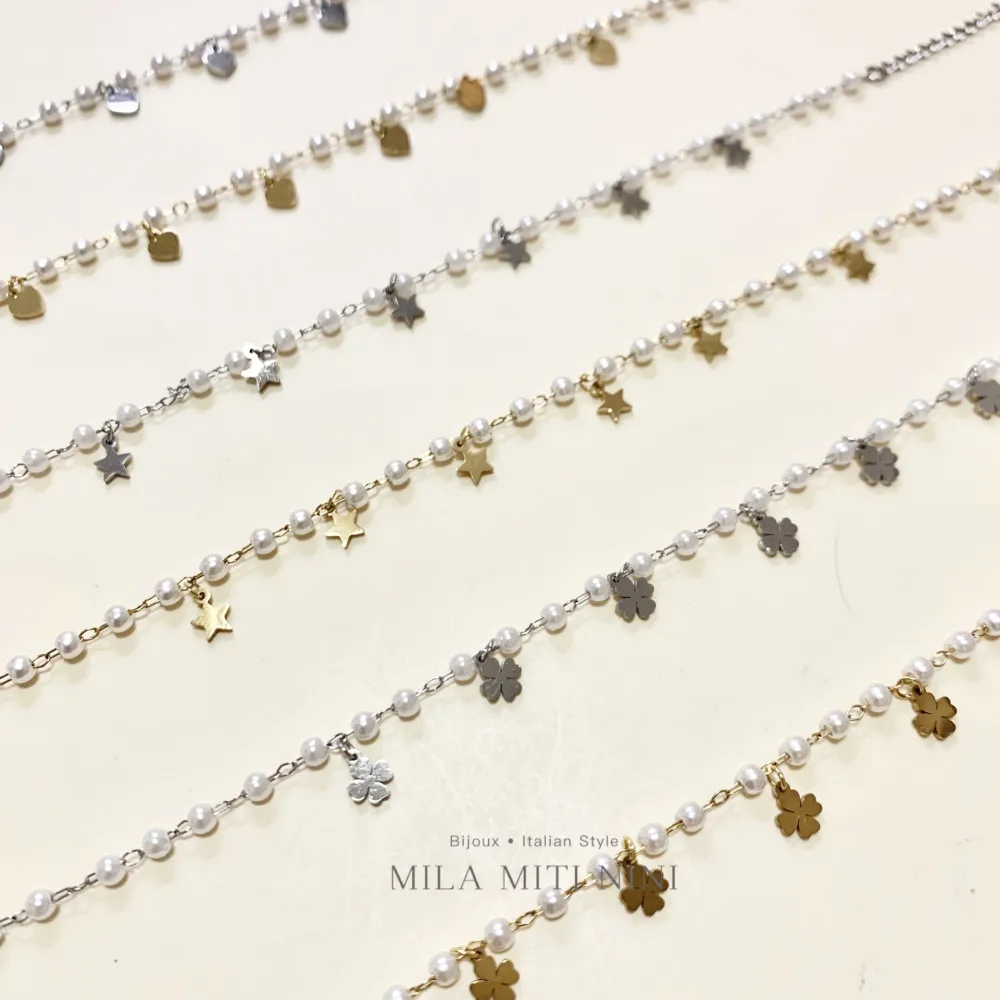 Perla Quadrifoglio-Bracciale in Acciaio con Chiusura - BAC-413-1703