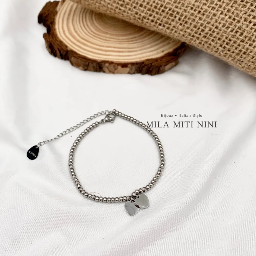 Doppio Cuore-Bracciale in Acciaio con Chiusura - BAC-413-1706A