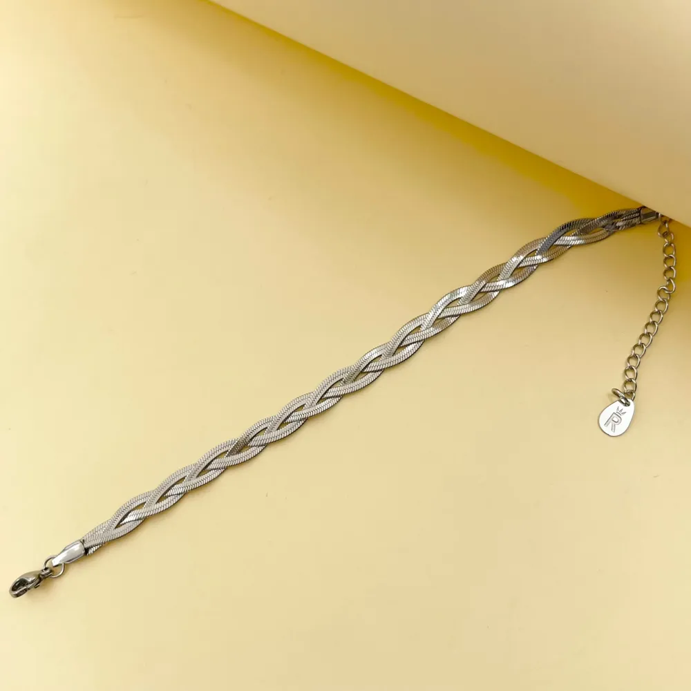 Intrecciato-Bracciale in Acciaio con Chiusura - BAC-413-1747