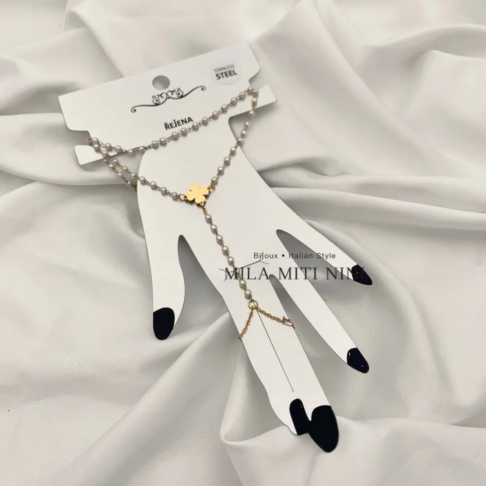 Doppio Perla con Quadrifoglio-Baciamano in Acciaio - BAC-413-1857