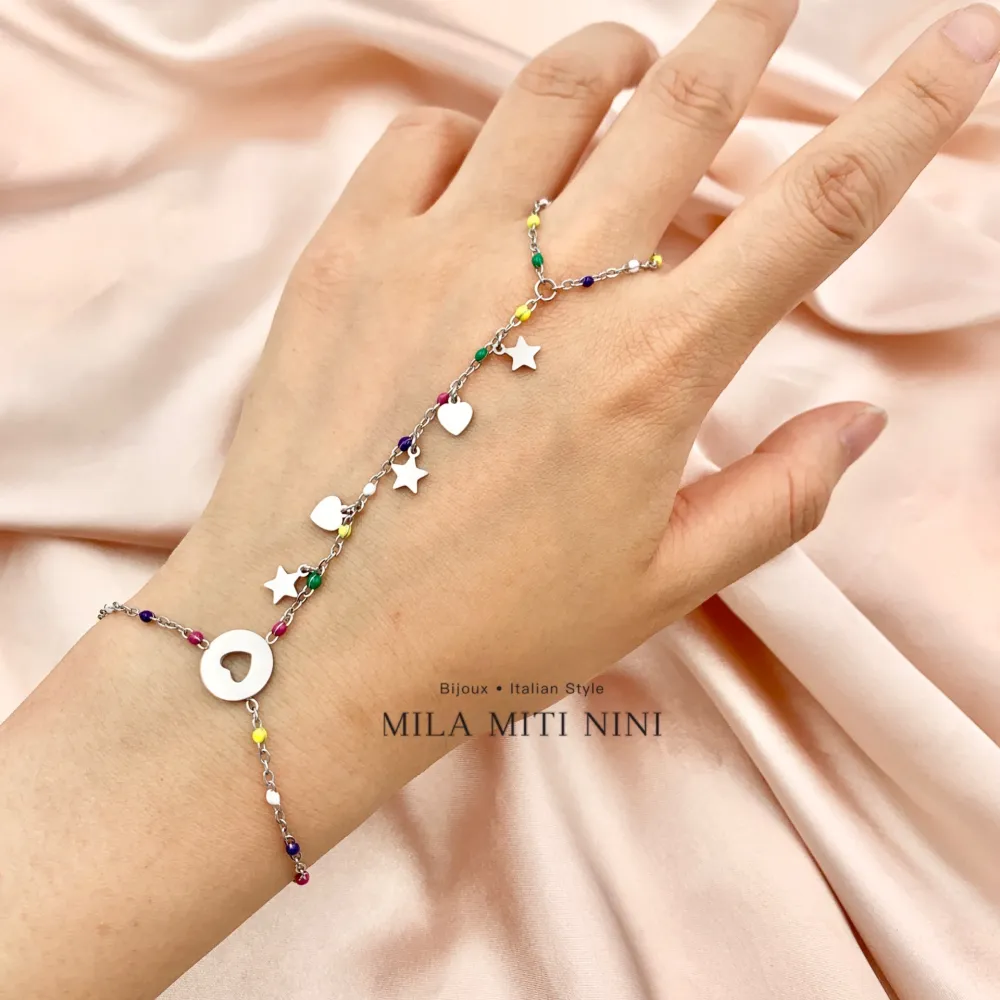 Pallina Smaltata con Cuore Stella-Baciamano in Acciaio - BAC-413-1895