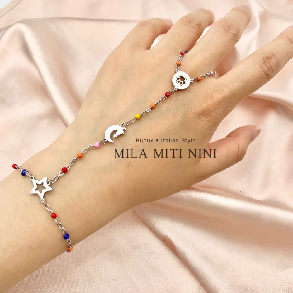 Stella Luna Gatto Zampa-Baciamano in Acciaio - BAC-413-1899