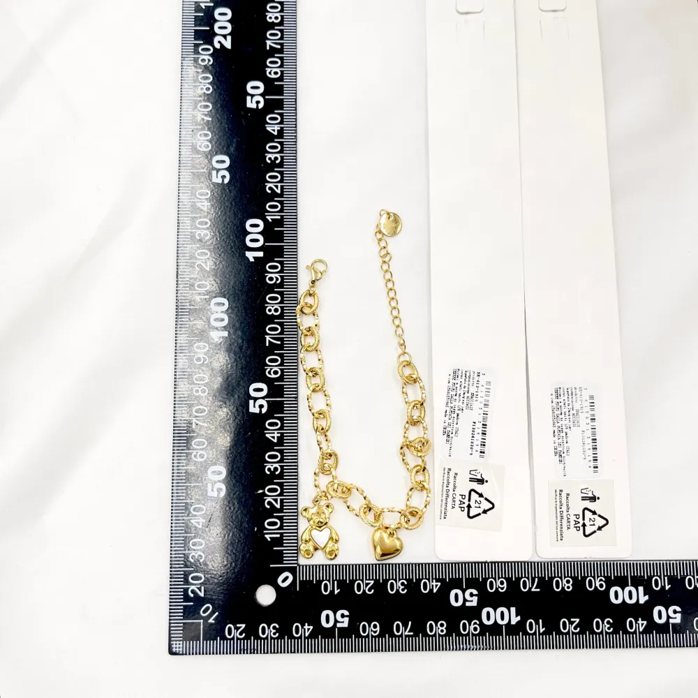 Orsetto con Cuore Smaltato-Bracciale in Acciaio - BAC-413-1919