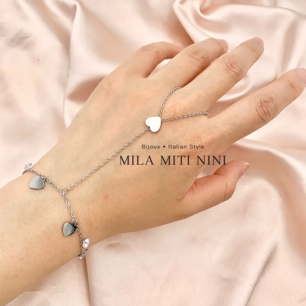 Cuore e Zirconia-Baciamano in Acciaio - BAC-413-1954