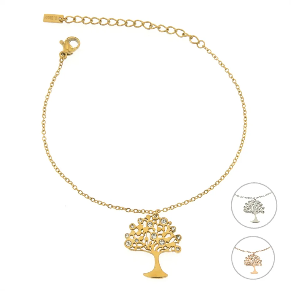 BAC6784-Albero della Vita-Bracciale con Chiusura in Acciaio - BAC6784-Albero della Vita-Bracciale con Chiusura in Acciaio