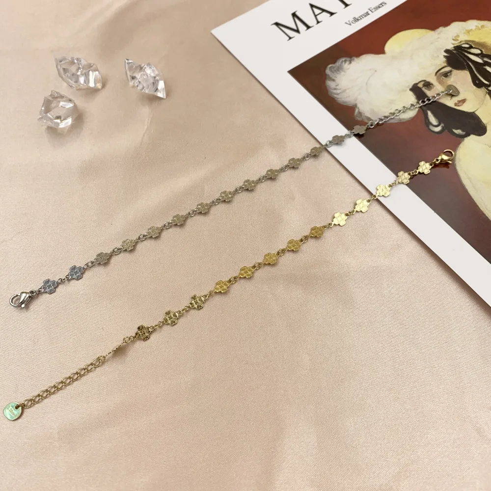 BAC6798-Catena Quadrifoglio-Bracciale con Chiusura in Acciaio - BAC6798-Catena Quadrifoglio-Bracciale con Chiusura in Acciaio